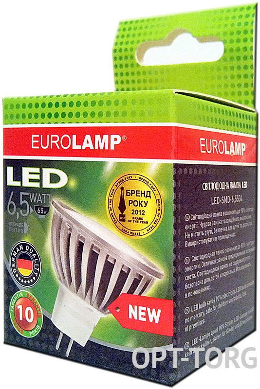 EUROLAMP Світлодіодна лампа EUROLAMP LED MR16/ GU5.3/ 6,5W/ 4100K/ 220V, фото 1