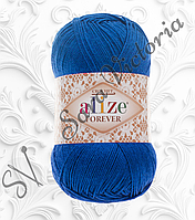 Тонка синя пряжа Alize Crochet Forever (алізе форевер) для в'язання гачком мікрофібра 132 волошок