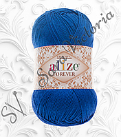 Тонкая синяя пряжа Alize Crochet Forever (ализе форевер) для вязания крючком микрофибра 132 василек