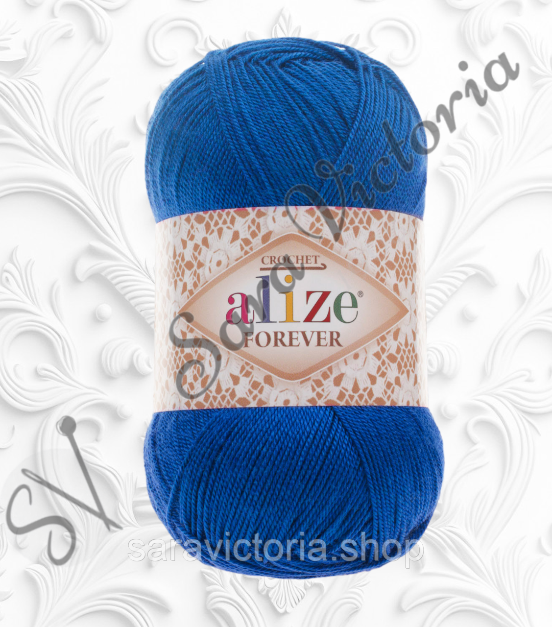 Тонка синя пряжа Alize Crochet Forever (алізе форевер) для в'язання гачком мікрофібра 132 волошок