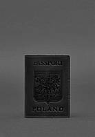 Кожаная обложка для паспорта с польским гербом черная Crazy Horse BlankNote PR, код: 8131824
