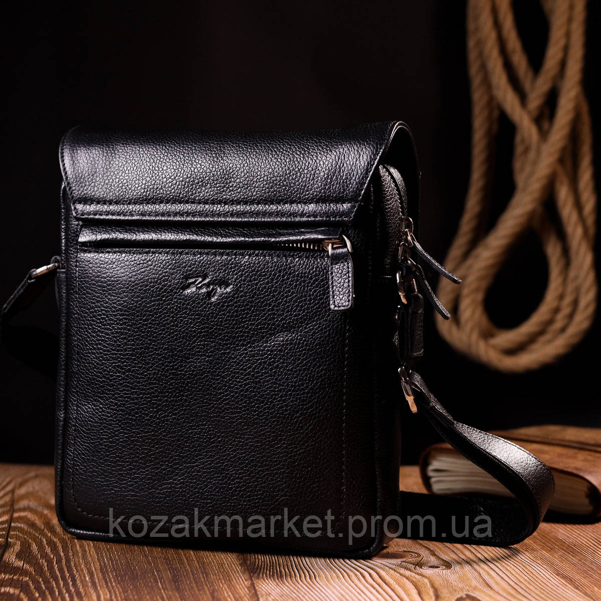 Сумка-портфель на плечо KARYA 20904 кожаная Черный KT, код: 7673994 - фото 10 - id-p1953340362