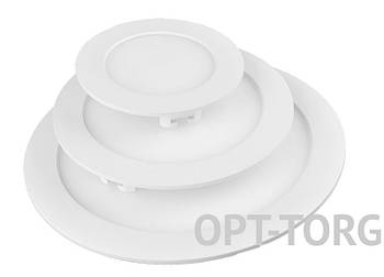 Delta-Electric DE LED Світильник світлодіодний 12W 4000K круглий врізний пластик.корпус