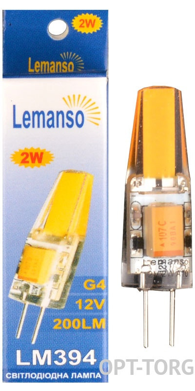 Lemanso Світлодіодна лампа Lemanso G4 2W COB 200LM AC/DC12V 6500K силікон/LM394, фото 1