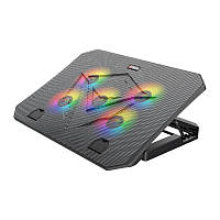 Подставка кулер для ноутбука MeeTion CoolingPad CP3030 с RGB подсветкой Black ES, код: 8139609