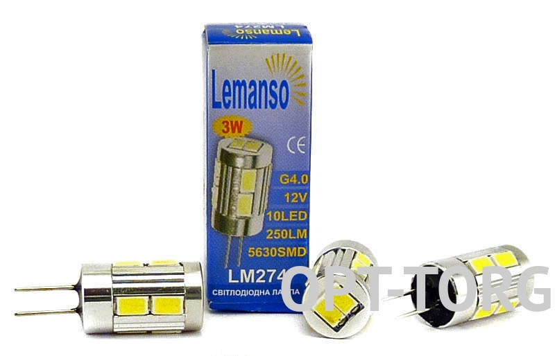 Lemanso Світлодіодна лампа Lemanso G4 3 W 10 LED 250 LM 2700 K 5630SMD/LM274, фото 1
