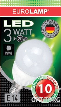 EUROLAMP EUROLAMP Светодиодная лампа LED G45 3W E14 4100 - фото 1 - id-p342306871