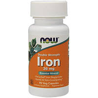 Микроэлемент Железо NOW Foods Iron, Double Strength 36 mg 90 Veg Caps BX, код: 7518399