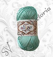 Тонкая зеленый пряжа Alize Crochet Forever (ализе форевер) для вязания крючком микрофибра 659 нежная мята