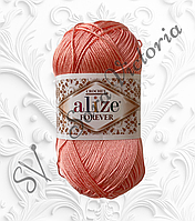 Тонкая розовая пряжа Alize Crochet Forever (ализе форевер) для вязания крючком микрофибра 145 лососевый