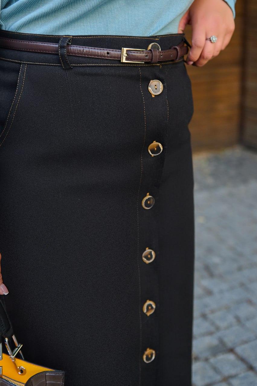Юбка женская, джинсовая, удлиненная, стильная, большого размера, застежка на пуговицах, от 46 до 68 р-ра - фото 3 - id-p1953762071