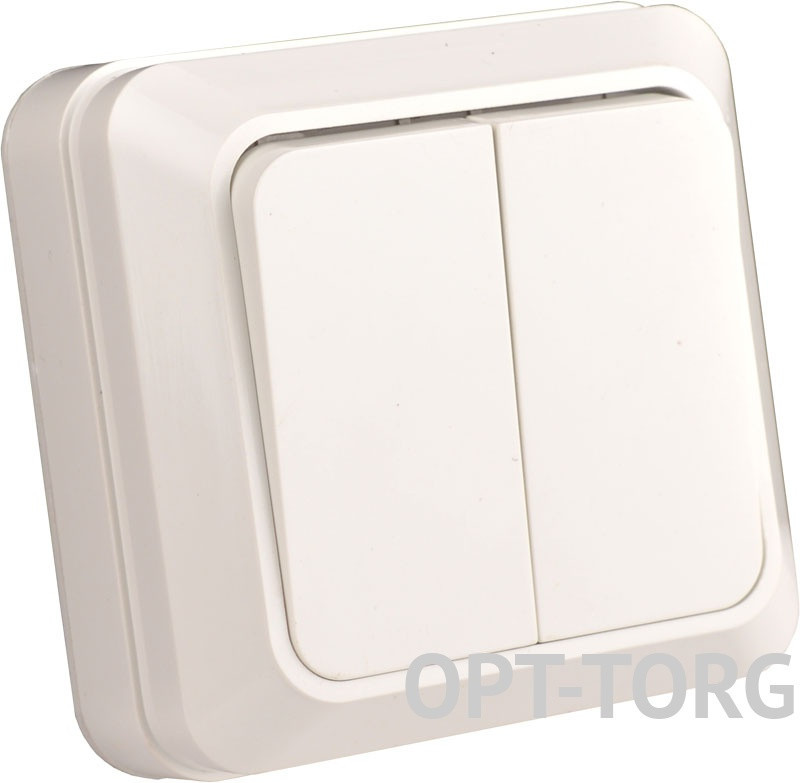 Титан Вимикач Титан 2-й накладний білий, фото 1