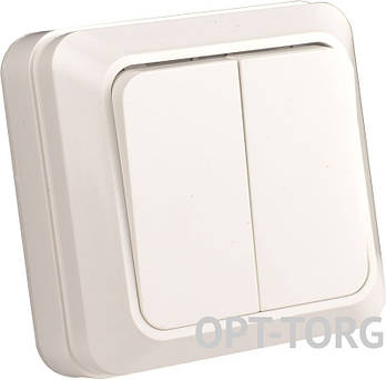 Титан Вимикач Титан 2-й накладний білий