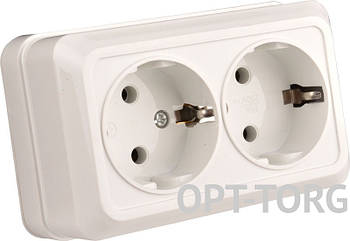 Титан Розетка Титан 2-на з/з накладна біла