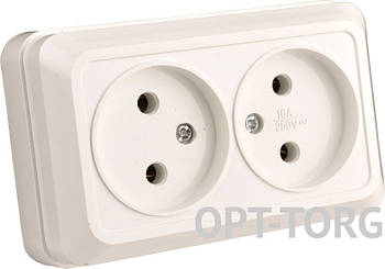 Титан Розетка Титан 2-на б/з накладна біла