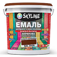 Эмаль для пола и других поверхностей акриловая SkyLine Красно-коричневая RAL 3009 3 л SN, код: 7734660