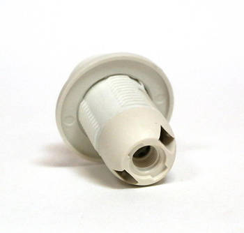 Патрон Е14 пластиковий/різь + кільце / білий