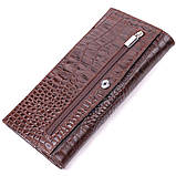 Вертикальний гаманець із натуральної фактурної шкіри KARYA 21434 Коричневий SC, код: 8061475, фото 2