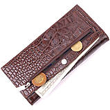 Вертикальний гаманець із натуральної фактурної шкіри KARYA 21434 Коричневий SC, код: 8061475, фото 6
