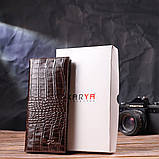 Вертикальний гаманець із натуральної фактурної шкіри KARYA 21434 Коричневий SC, код: 8061475, фото 9
