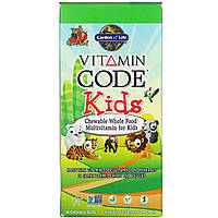 Поливитамины для детей, вкус вишни, Vitamin Code, Garden of Life, 60 жевательных мишек ZK, код: 2337817