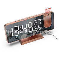 DR Электронные часы EN-8827 зеркальный LED-дисплей, с датчиком температуры и влажности, будильник, FM-радио,