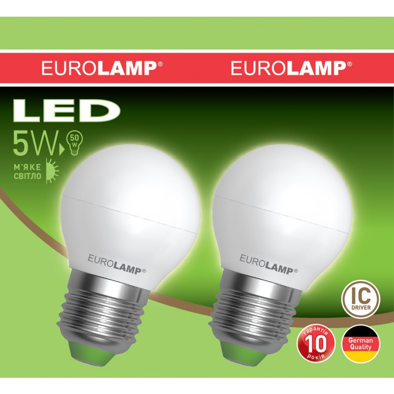Набір EUROLAMP LED Лампа ЕКО G45 5 W E27 4000 K акція "1+1", фото 1