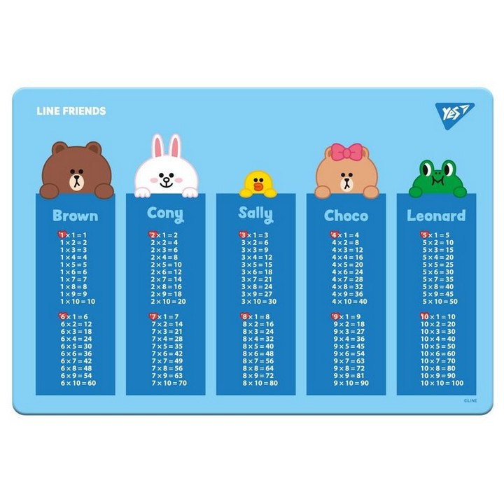 Підложка настільна YES Line Friends таблиця множення