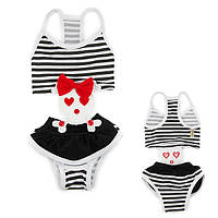 Купальный костюм одежда для собак MonkeyDaze Skull bathing suit S Черно-белое с красным 21000 PS, код: 7937443