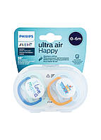 Силіконова пустушка для хлопчиків Philips Avent ultra air scf080 01 i love mama 0-6 міс 2 шт GR, код: 7750753