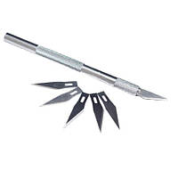 Канцелярский скальпель ВТВ, нож с 5 сменными лезвиями DU, код: 6482212