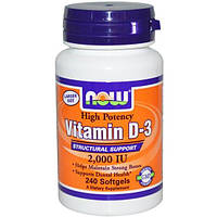 Витамин D NOW Foods Vitamin D-3 2,000 IU 240 Softgels TV, код: 7518641