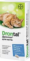 Таблетки от глистов Дронтал для кошек, 24 таблетки