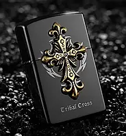 Зажигалка бензиновая "Zorro Cribal Cross" , цвет - черный с золотом