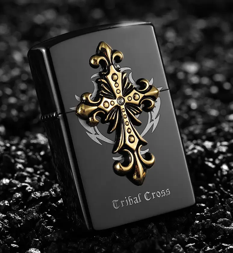 Запальничка бензинова "Zorro Cribal Cross", колір - чорний з золотом