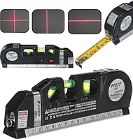 Уровень-нивелир лазерный для строительства Laser Level Pro 3 с встроенной рулеткой и жидкостным уровнем SPE