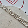 Ланцюжок зі срібла з білими цирконами плетінням Арабський Бісмарк легкий 45 см, фото 2
