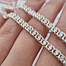 Ланцюжок зі срібла з білими цирконами плетінням Арабський Бісмарк легкий 45 см, фото 4
