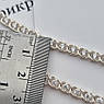 Ланцюжок зі срібла з білими цирконами плетінням Арабський Бісмарк легкий 45 см, фото 9