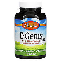 Витамин E 400 МЕ (268 мг) E-Gems Elite Carlson 120 желатиновых капсул PR, код: 7575202