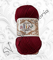 Тонкая бордовая пряжа Alize Crochet Forever (ализе форевер) для вязания крючком микрофибра 57 бордовий