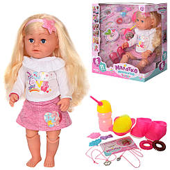 Лялька з волоссям 44 см, гребінець, заколочки, шарнірні коліна, МАЛЯТКО BLS008F-S-UA