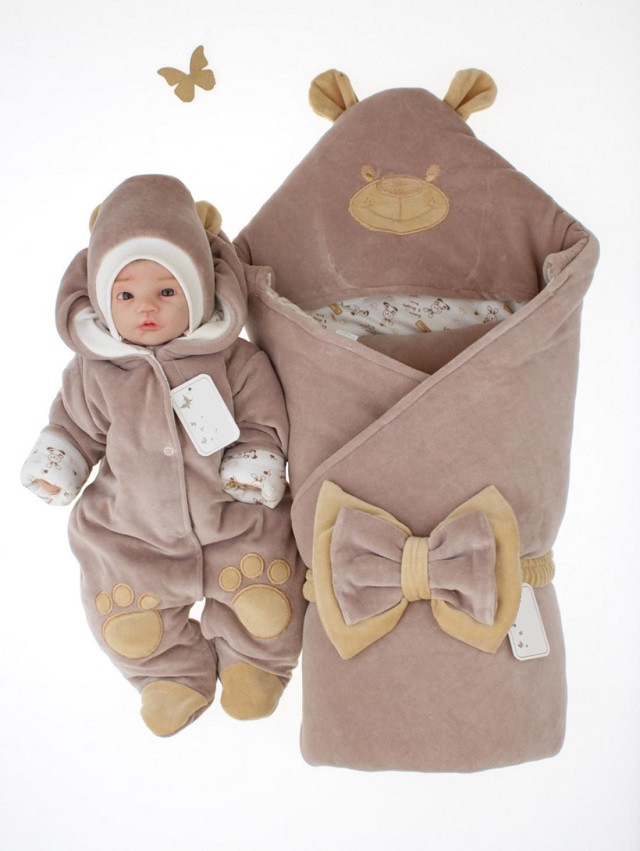 Демісезонний набір на виписку "Панда лапки" молочний шоколад, фото 1