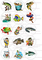 Вафельная картинка №3 рыбак для рыбака рыбаку фотопечать на торт рыбалка