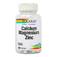 Кальций Магний Цинк, Calcium Magnesium Zinc, Solaray, 100 капсул UM, код: 7331324