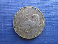 Монета 1 цент Мальта 2001 фауна видра