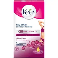 Восковые полоски для депиляции Veet Easy-Gelwax №14шт для чувствительной кожи бикини, подмышки