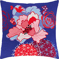 Набір для вишивання декоративної подушки Чарівниця Синя квітка 40×40 см V-196 ES, код: 7243150