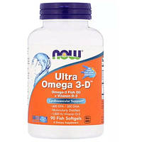 Омега 3 NOW Foods Ultra Omega 3-D 90 Fish Softgels EJ, код: 7518606