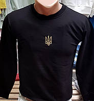 Реглан детский на флисе "Герб Украины" для мальчика (черный) 128-152 см (опт)